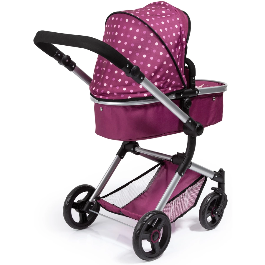 bayer Design Kombi-Puppenwagen Neo Vario bordeaux mit Punkten und Fee