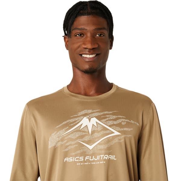T-shirt running ASICS FUJITRAIL LOGO LS TOP PEPPER/FEATHER GREY/OATMEAL