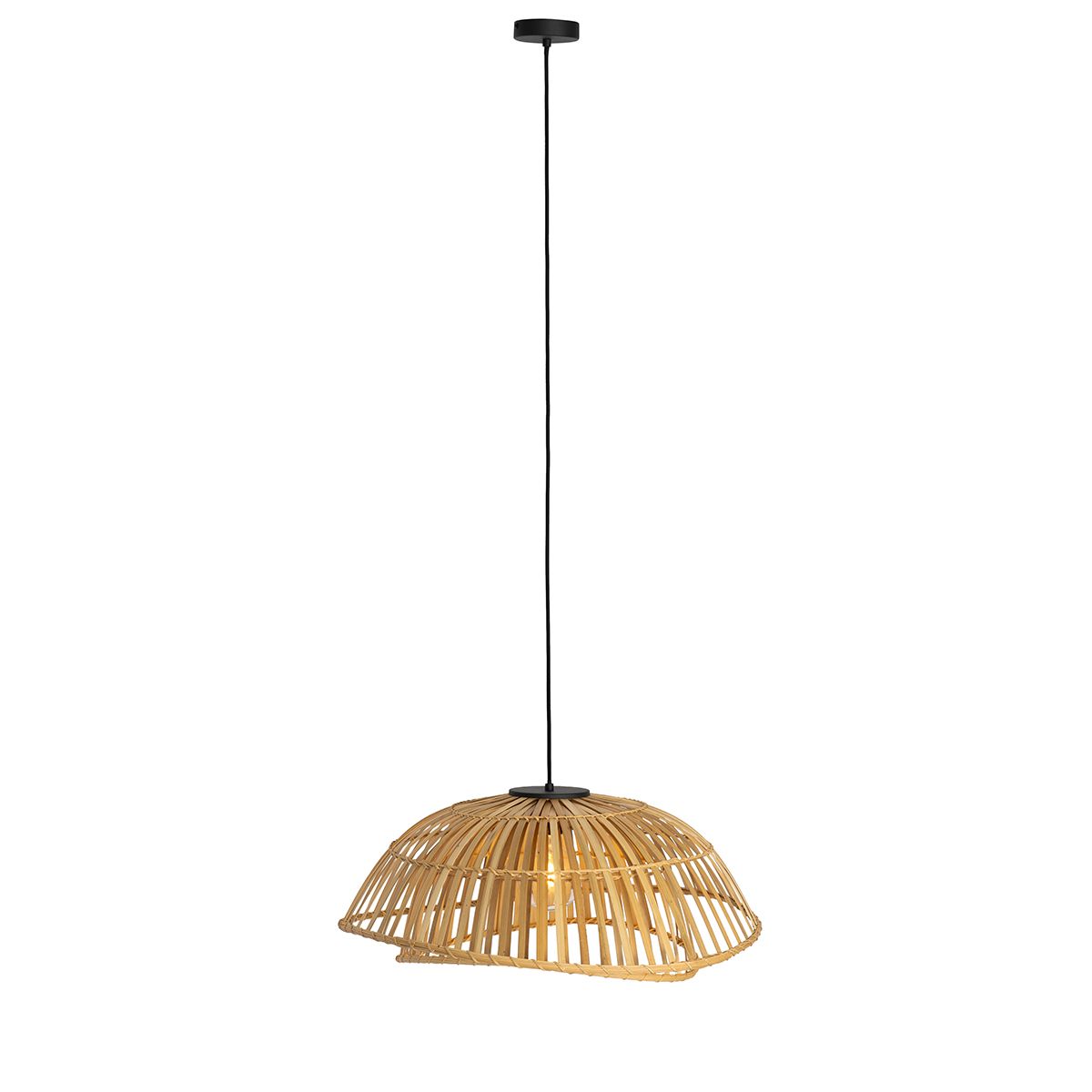 Oosterse hanglamp zwart met naturel bamboe 62 cm - Pua