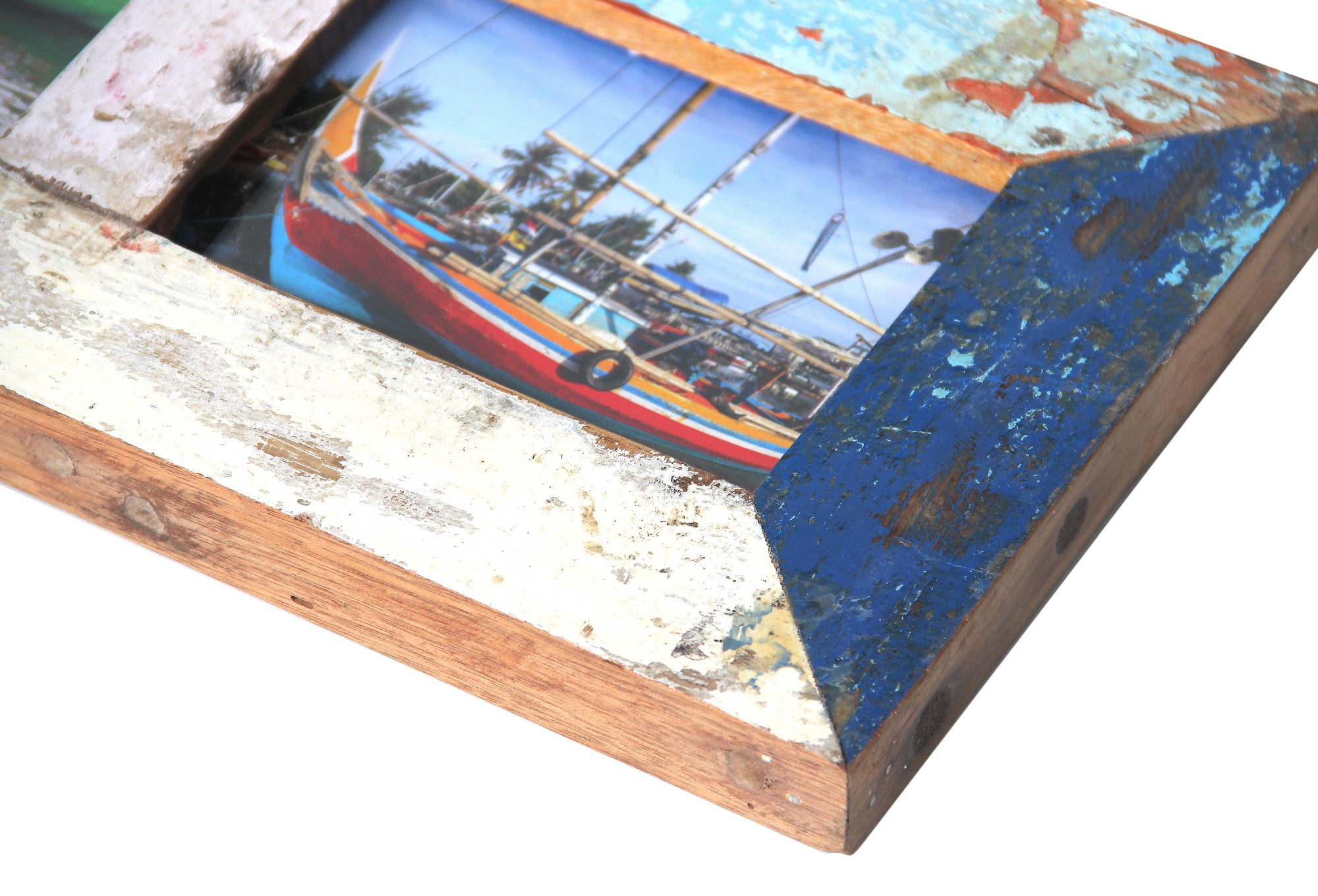 Fotorahmen aus Bootsholz, multicolor, T 3 cm, B 80 cm, H 20 cm von fischer's lagerhaus