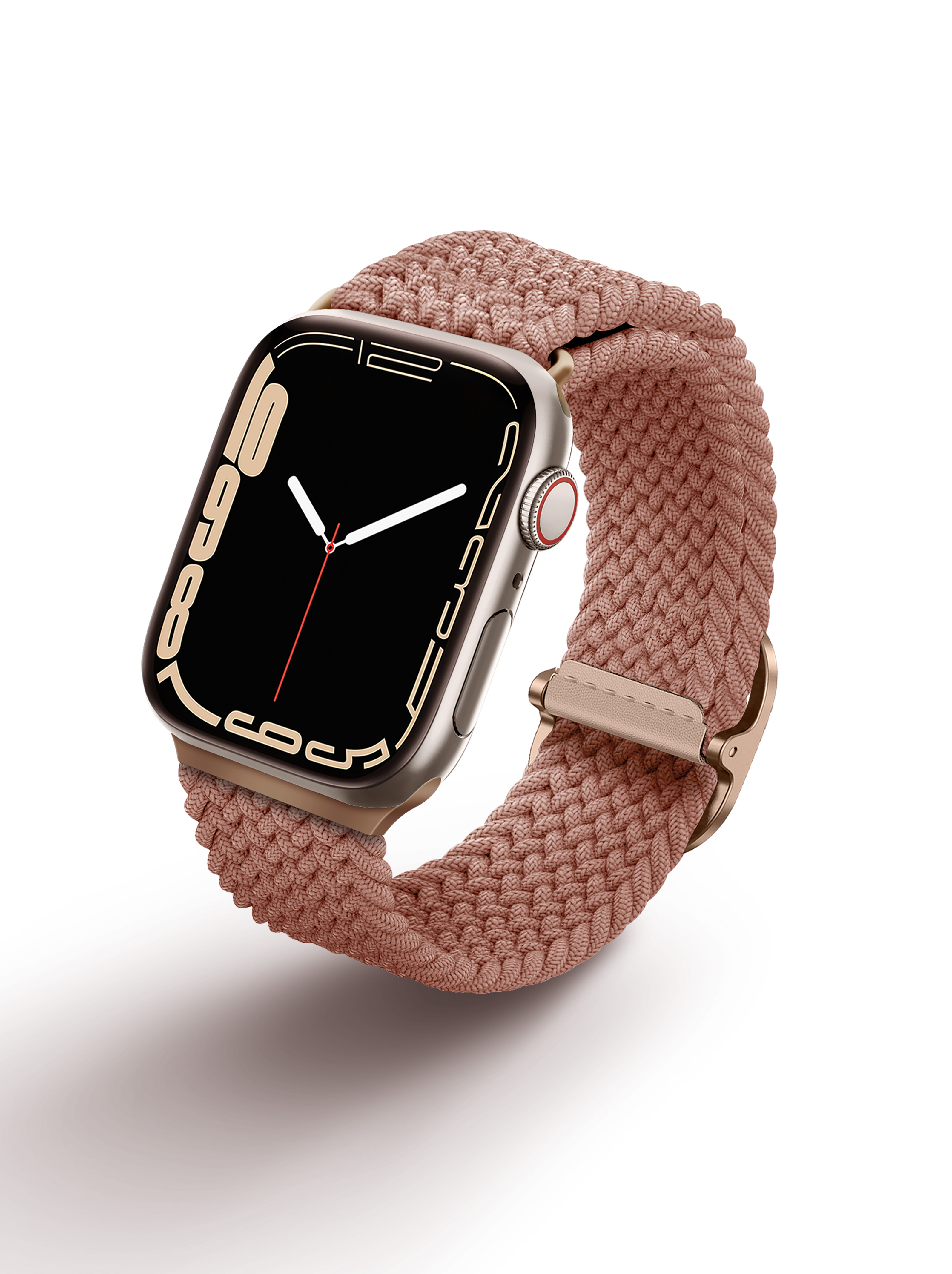 Aspen Apple Watch (46/45/44 mm) Geflochtenes Nylon Armband mit Edelstahl-Schnalle (UNIQ-44MM-ASPPNK) - Rose Raisin