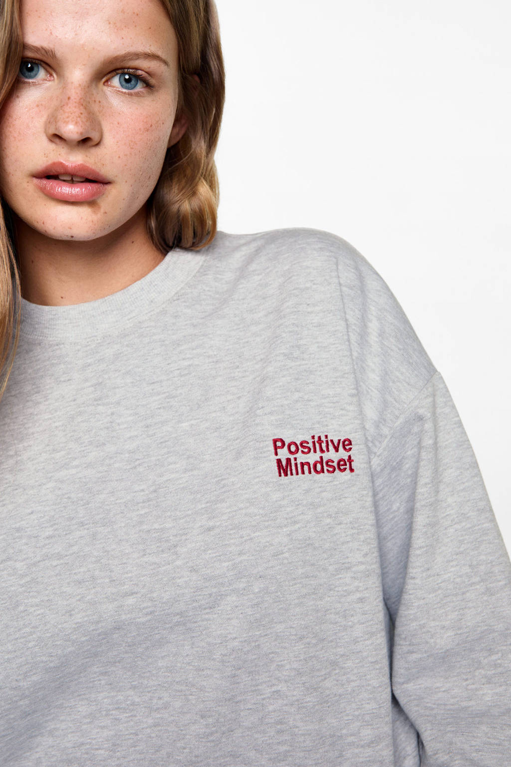 MANGO TEEN sweater met tekst pastelgrijs