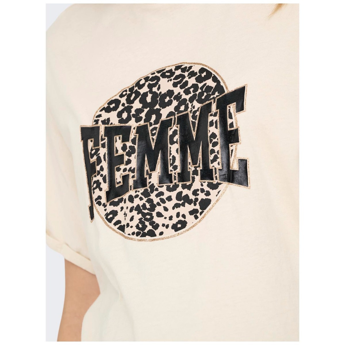 ONLY zwangerschaps T-shirt korte mouwen printopdruk beige