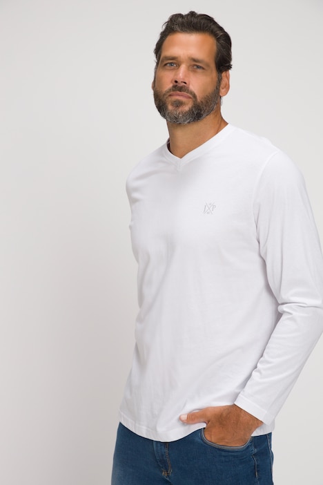 JP 1880 Langarmshirt, Basic, Langarm, V-Ausschnitt, bis 8 XL