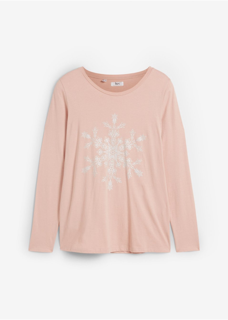 T-shirt manches longues coton à imprimé flocon de neige métallique