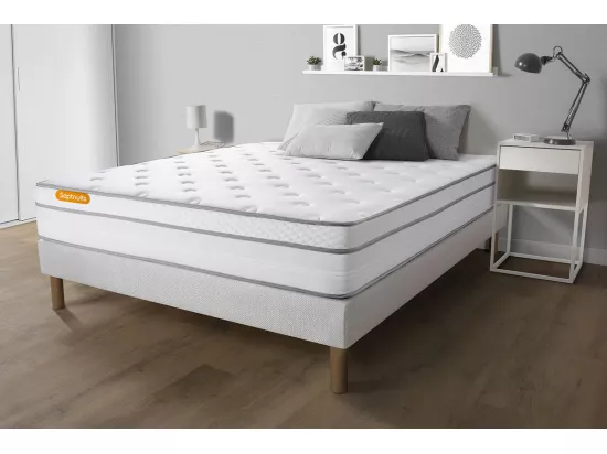 Matelas 160x200 Memo Luxe Ressorts ensachés + mémoire de forme 5 zones de confort MAXI épaisseur