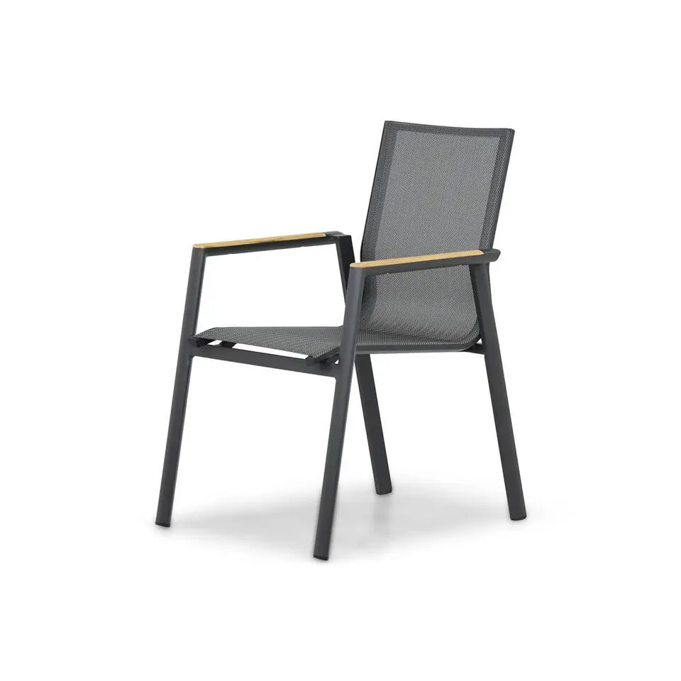Tuinstoel stapelbaar Aluminium/textileen Grijs-antraciet Lifestyle Garden