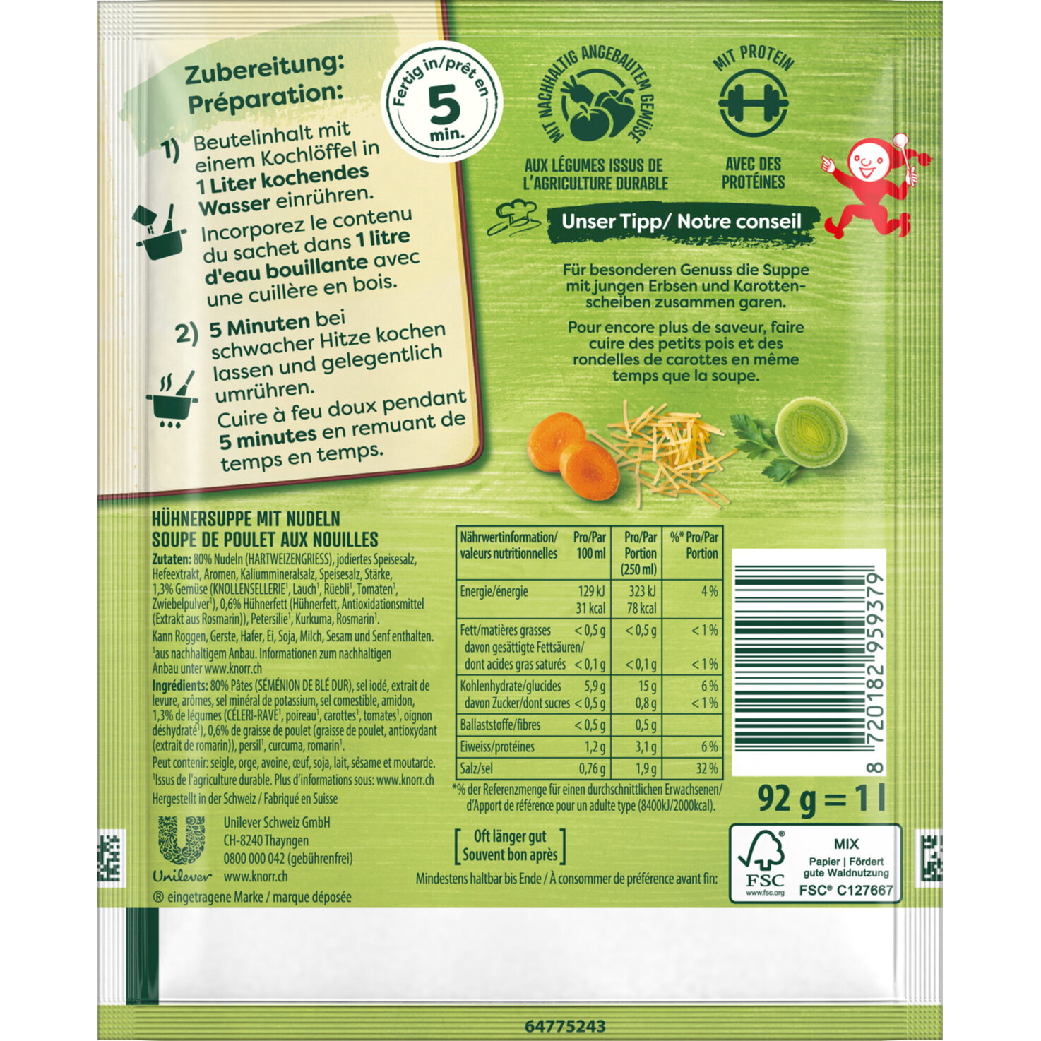 Knorr Hühnersuppe Fideli 4 Portionen