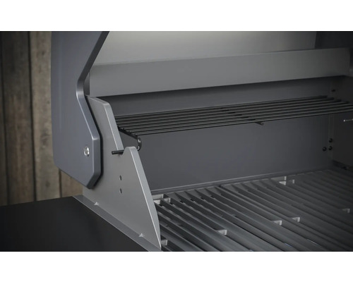 Tenneker Carbon E-Grill elektrische grill 122 x 58,8 x 112,4 cm met 2300 watt, 2 verwarmingscircuits, gietijzeren grillrooster, digitale temperatuurweergave, warmhoudrek