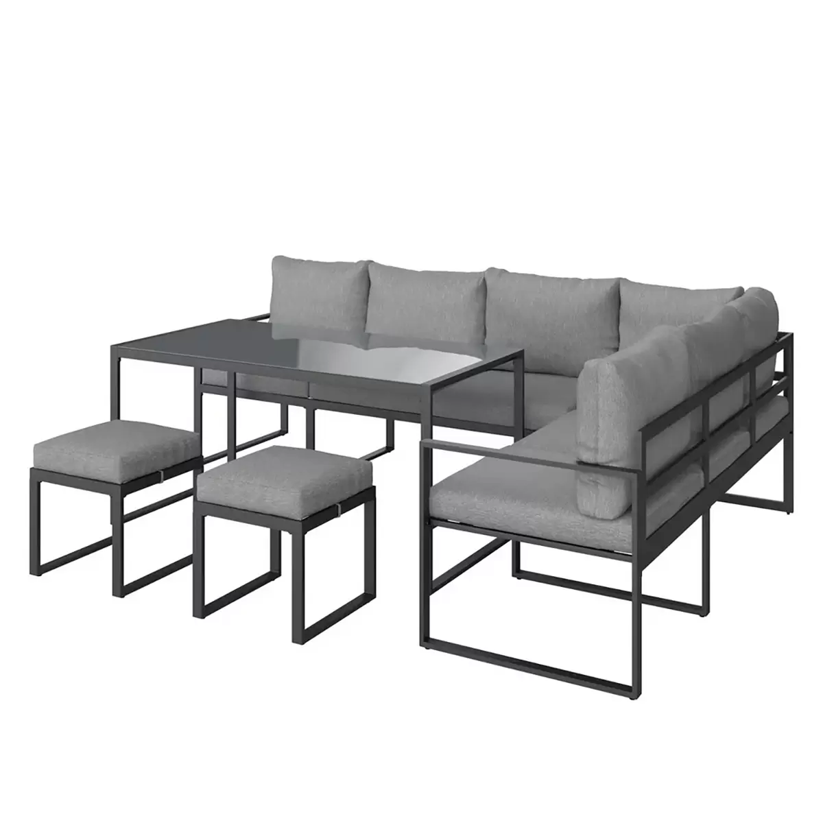 Beldano Loungegarnitur Leon 4-Teilig rechts Grau