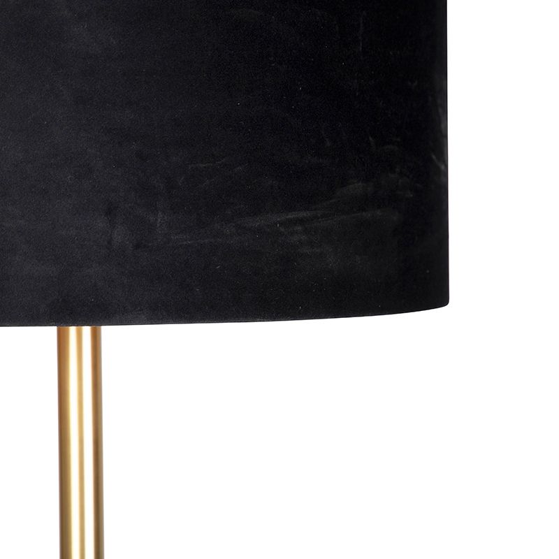 Klassieke vloerlamp messing met zwarte kap 40 cm - Simplo