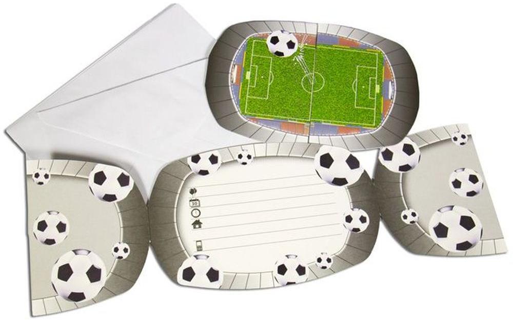 Einladungskarte Fussball 17 x 17 cm, 8 StückEinladungskarten für den Kindergeburtstag