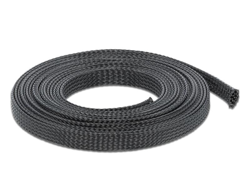 Delock Kabelschlauch 5m x 12mm Schwarz Delock Geflechtschlauch dehnbar 10 m x 6 mm schwarz