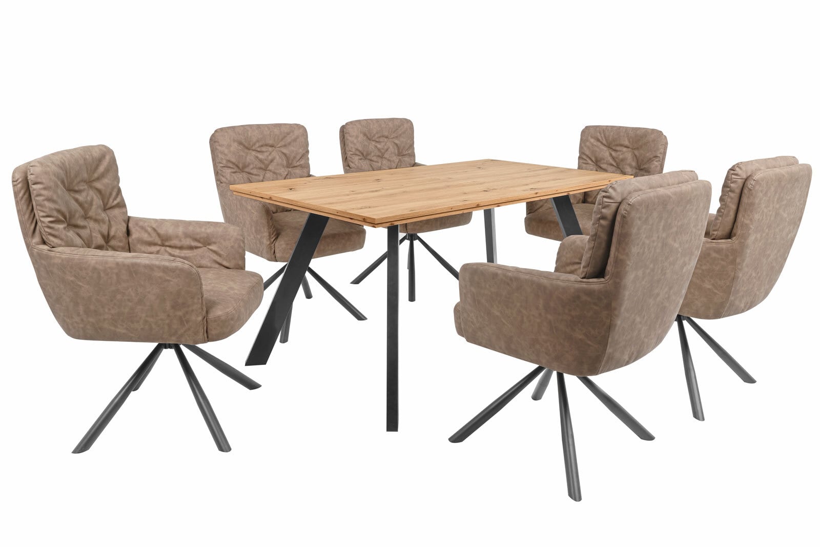 Stuhl Bobby Lederlook braun Metallgestell schwarz 60x93x67 cm