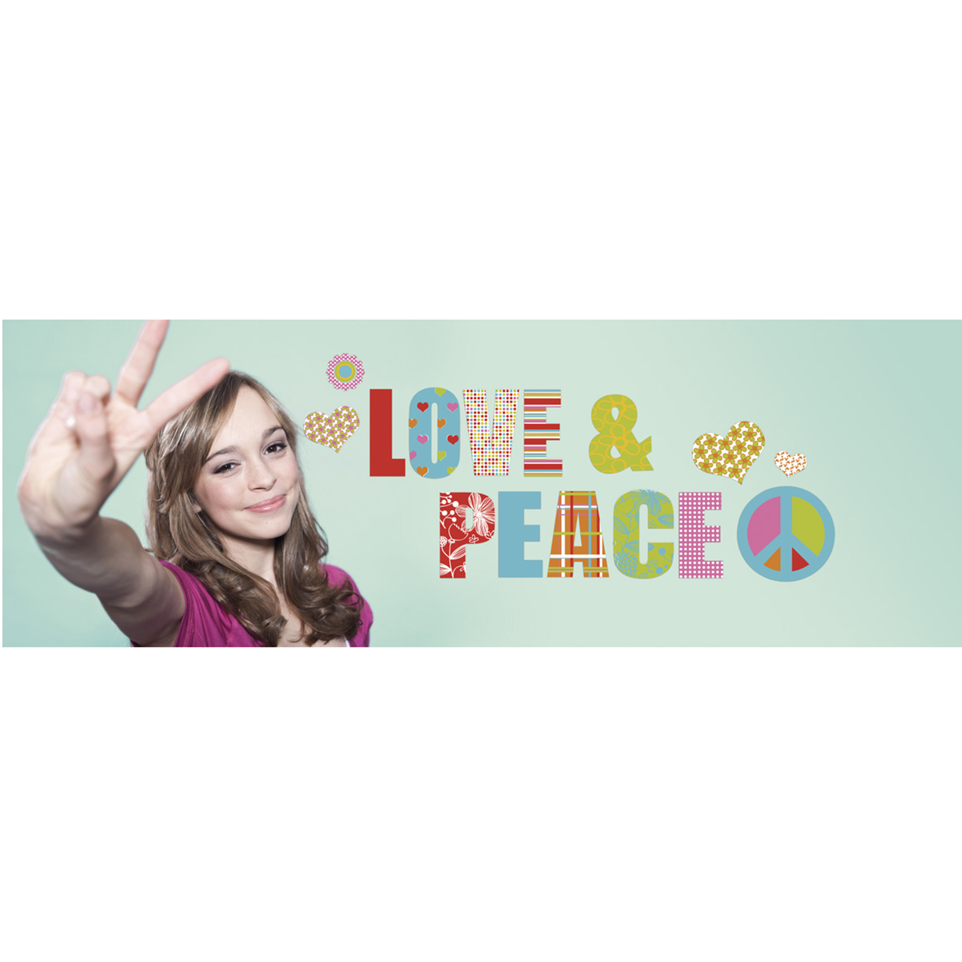 Wandtattoo LOVE AND PEACE - bunt - 100x70 cm