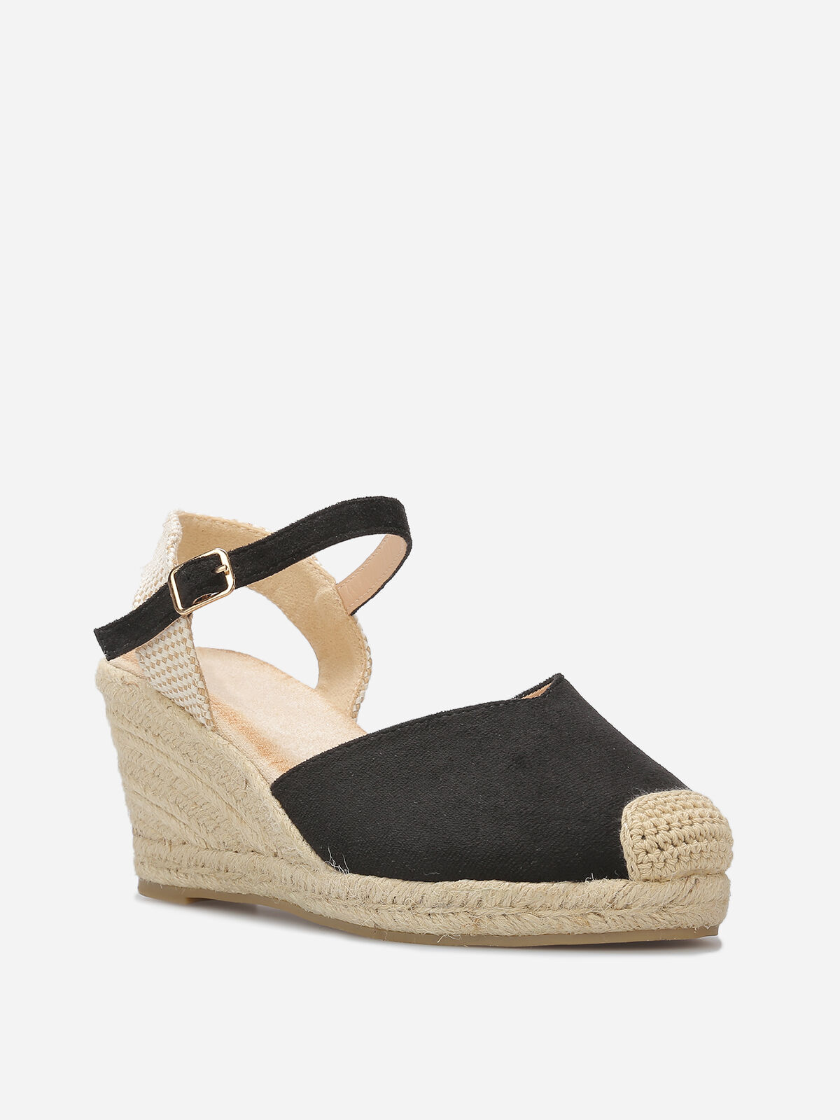 Espadrilles compensées en suédine- Noir