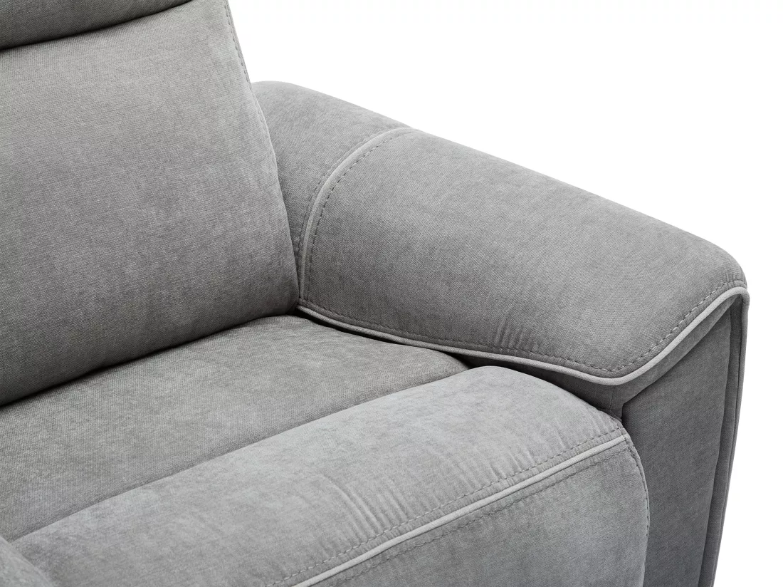 Canapé 3 places relax électrique en tissu gris DJARALO