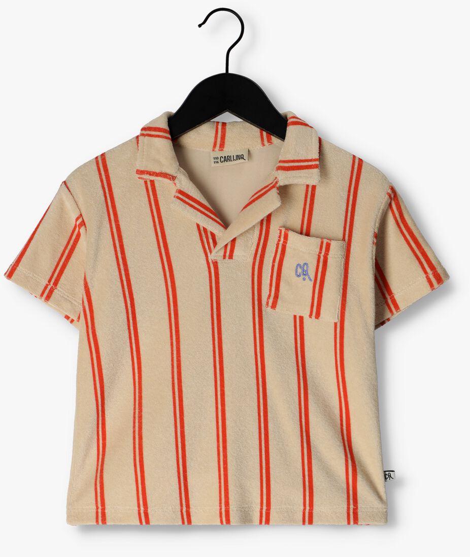 CARLIJNQ oranje carlijnq polo stripes flame - loose polo t-shirt wt embroideries