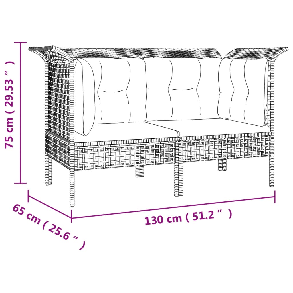 Salon de jardin meuble d'extérieur ensemble de mobilier 7 pièces avec coussins gris résine tressée