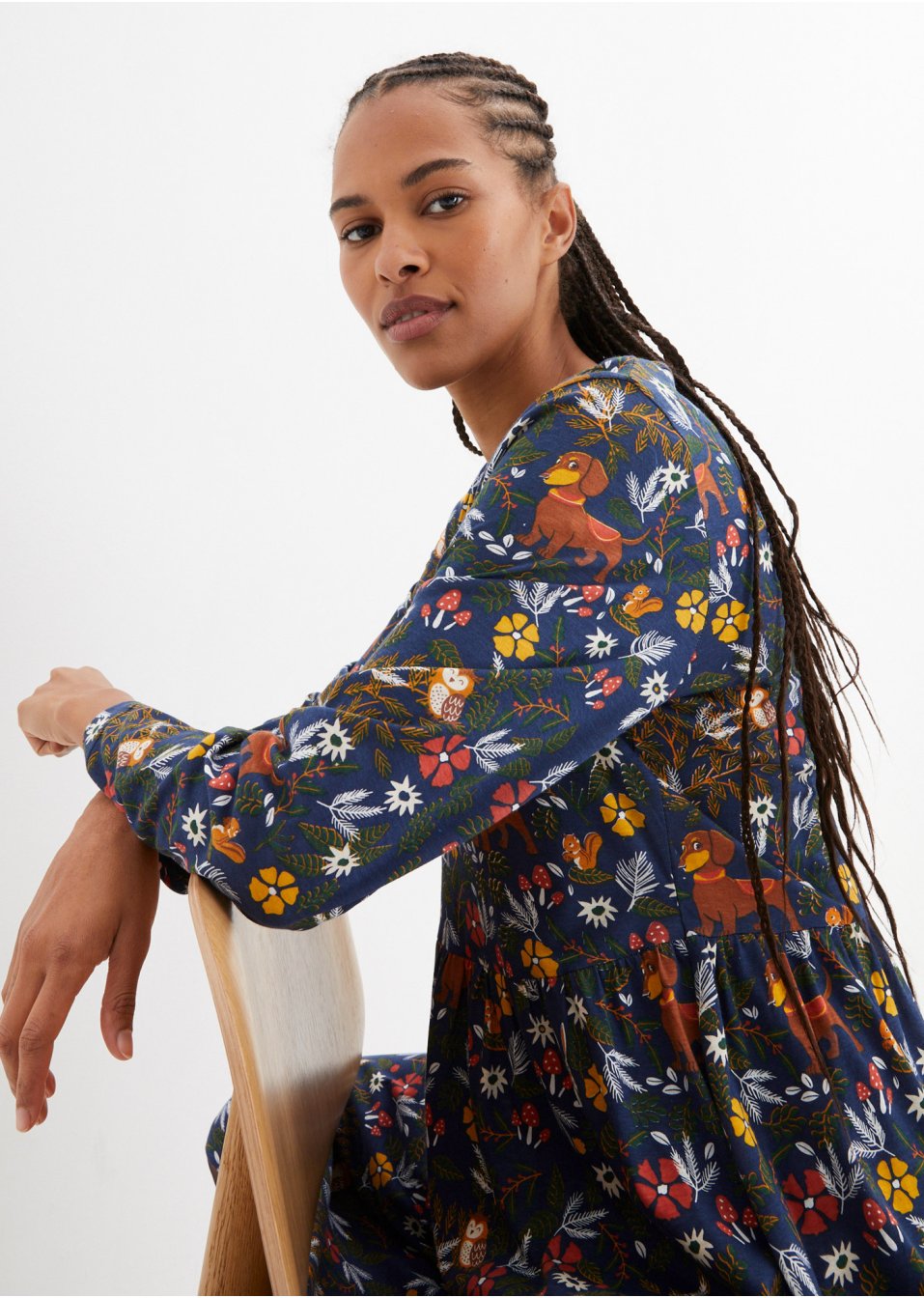 Robe en jersey avec imprimé automnal