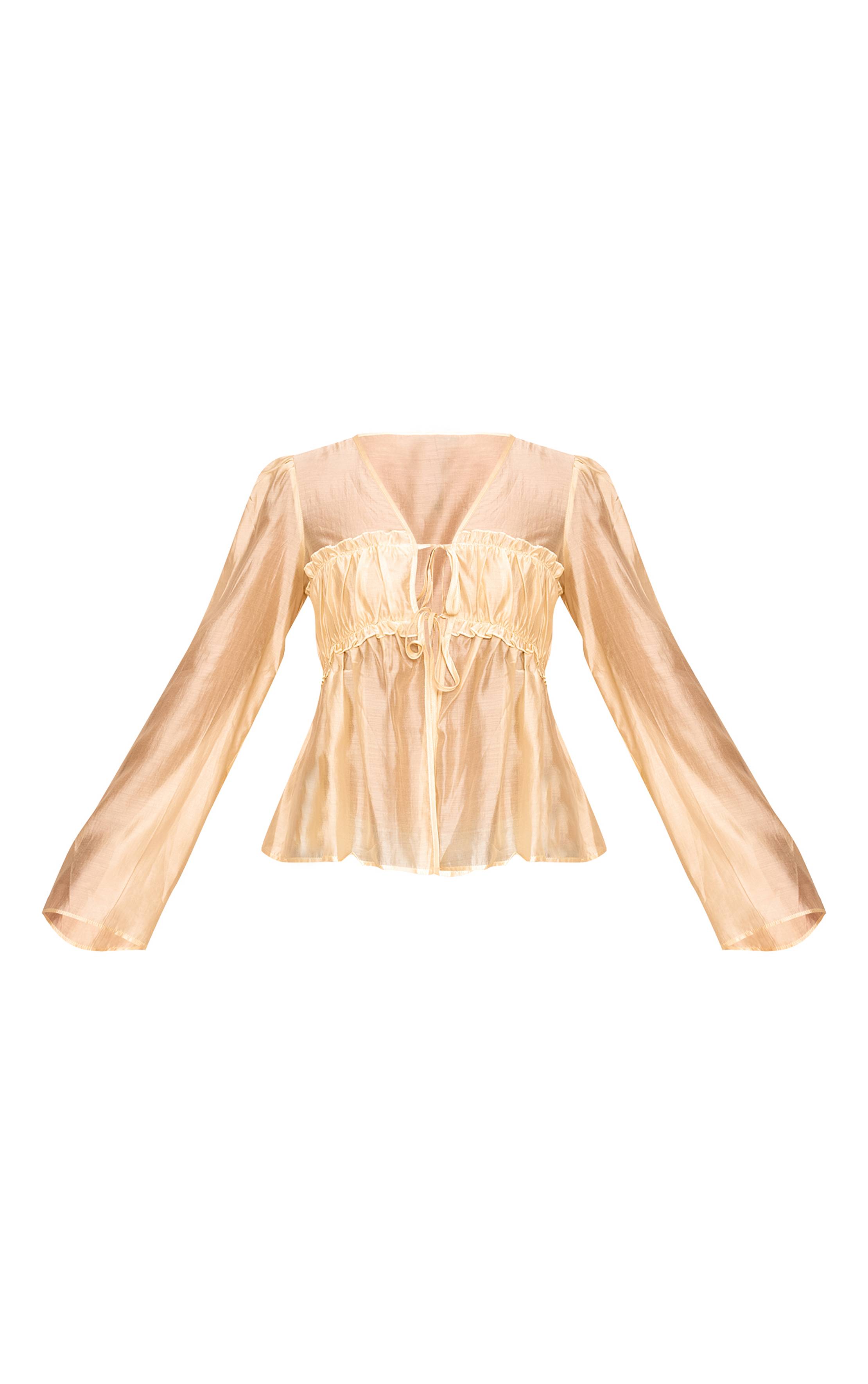 Butter Yellow Blouse En Mousseline À Nœud Devant Et Détails Froncés