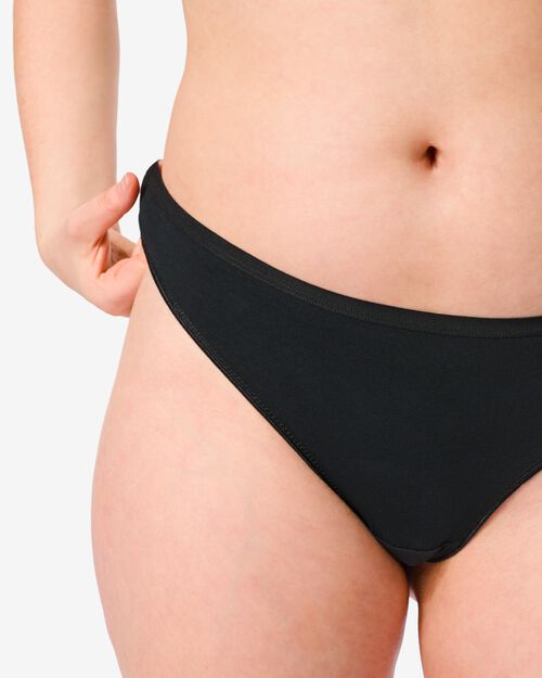 2 strings femme taille haute coton stretch noir