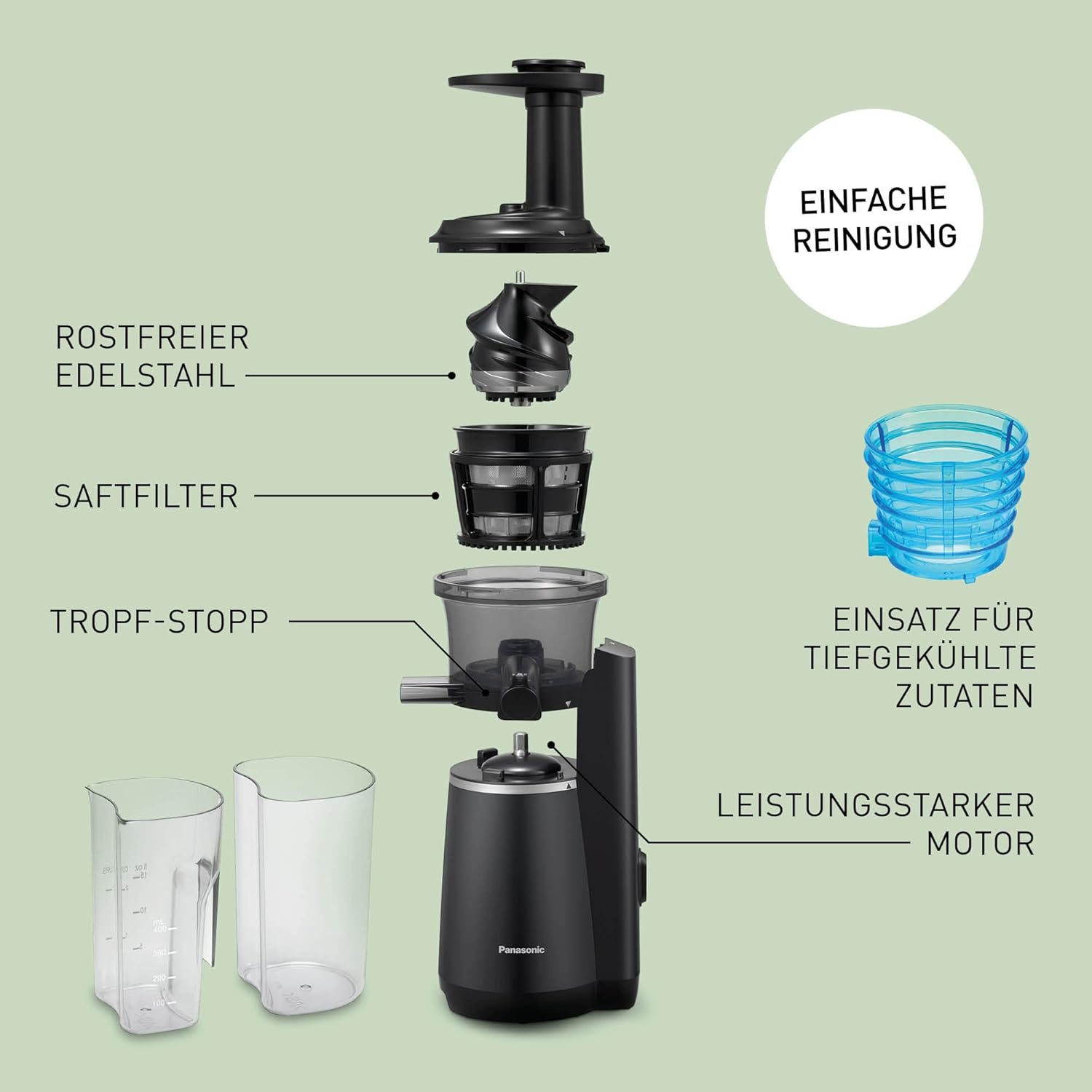 Panasonic MJ-L501KXE Slow Juicer, Schwarz