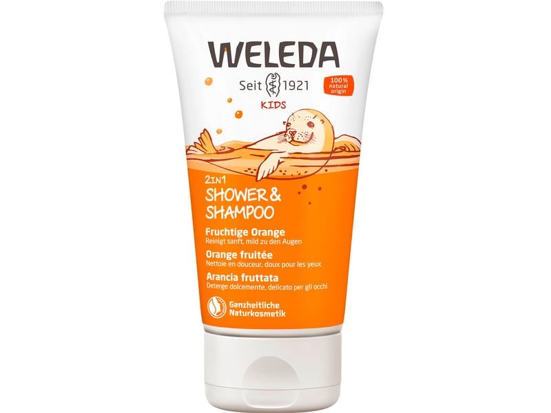 WELEDA Shampoo Kids 2in1 Fruchtige Orange Dusche und Shampoo reinigen zarte Kinderhaut