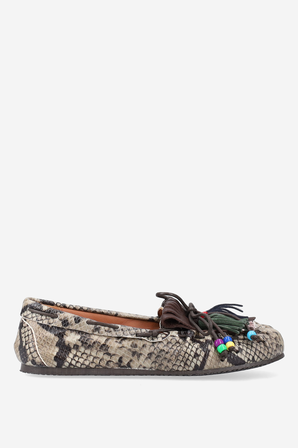 Fringes pitone leather ballerinas