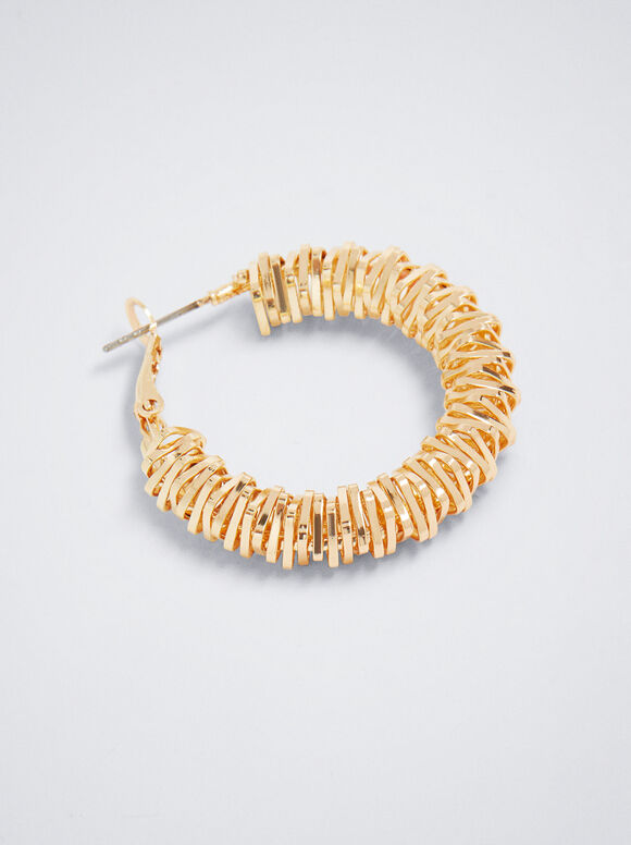 Brincos de argola rígidos dourados - Dourado