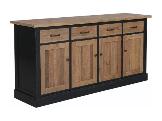 Bas De Buffet 4 Portes Bois-MDF Noir - Rivages Interior's