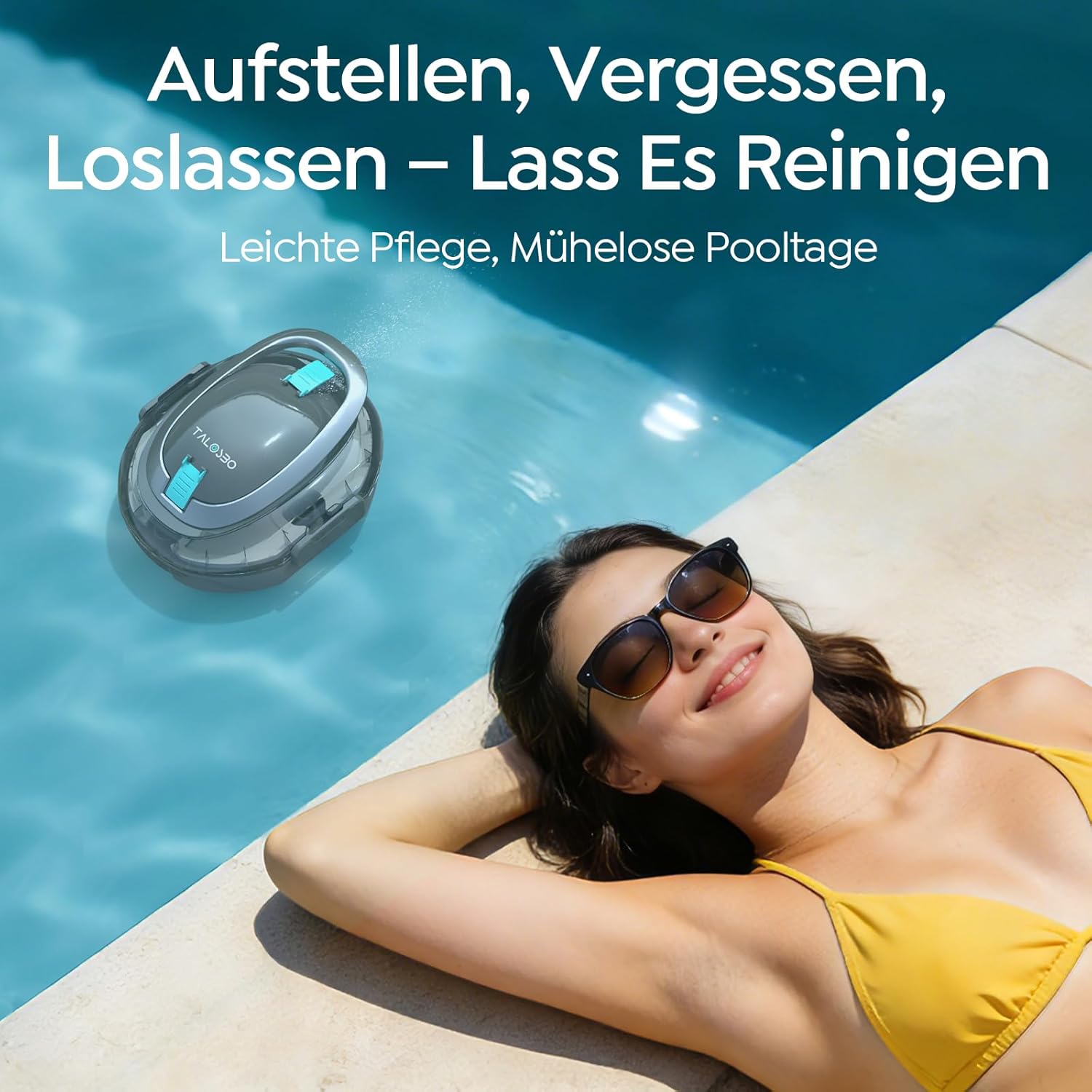 (2026 Upgrade) TALOSBO S2 Poolroboter,Doppelfiltration,Kabelloser Poolsauger Akku, 90 Min Automatische Reinigung mit Selbsteinparkfunktion,Dual Motoren Poolreiniger für Flache Böden Pools bis 80 m²