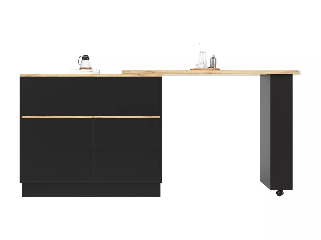 Buffet、Meuble de bar pivotant et escamotable en MDF - grand espace de rangement - style contemporain - Noir