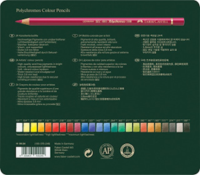 Polychromos Fargeblyanter Metalletui 24 pakning Faber-Castell