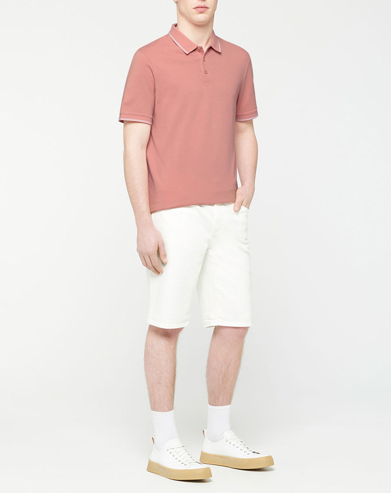 Galeries Lafayette Polo en Coton piqué Boslim rose clair