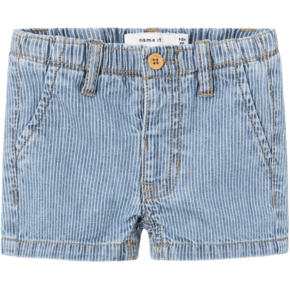 Køb Name It Light Blue Denim Ryan Stripe Denim Shorts