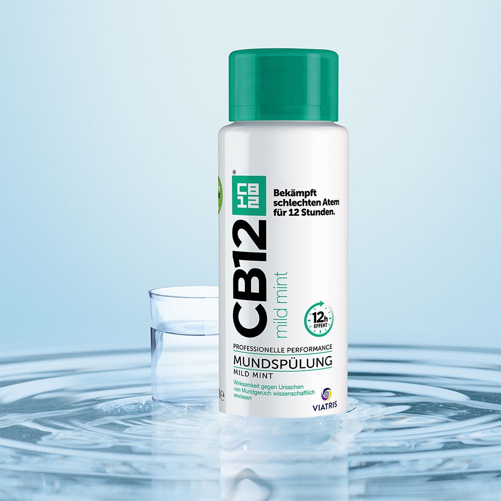 CB12 Mundspülung Mild: Mundwasser mit Zinkacetat & Chlorhexidin, gegen schlechten Atem & Mundgeruch