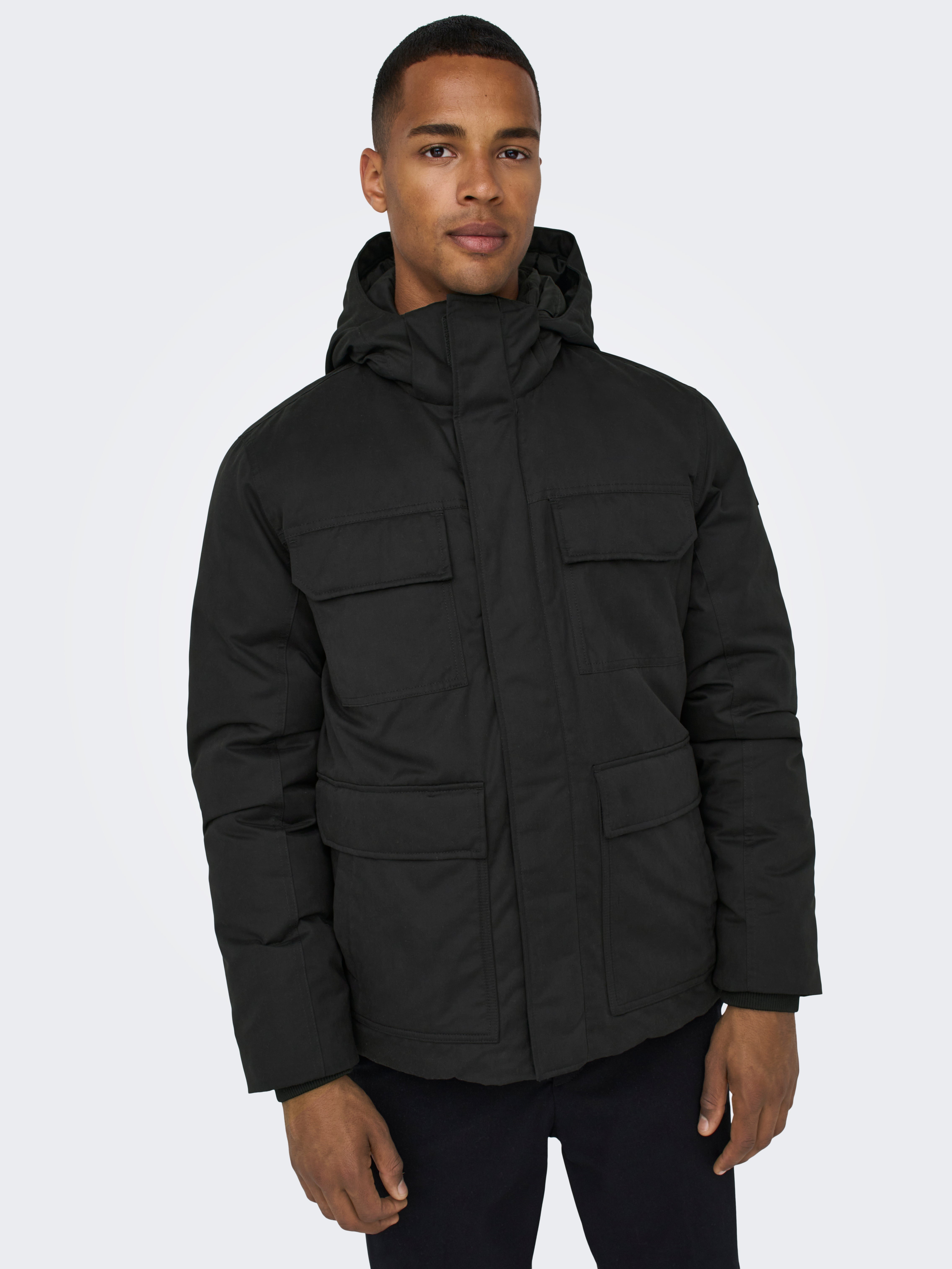 ONSCEDRIC Langer Parka Black