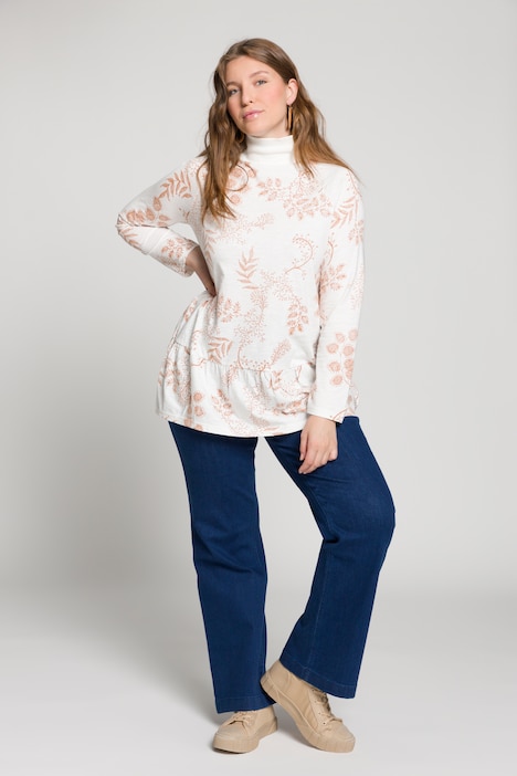 Longshirt, A-Linie, Stehkragen, Langarm, Biobaumwolle