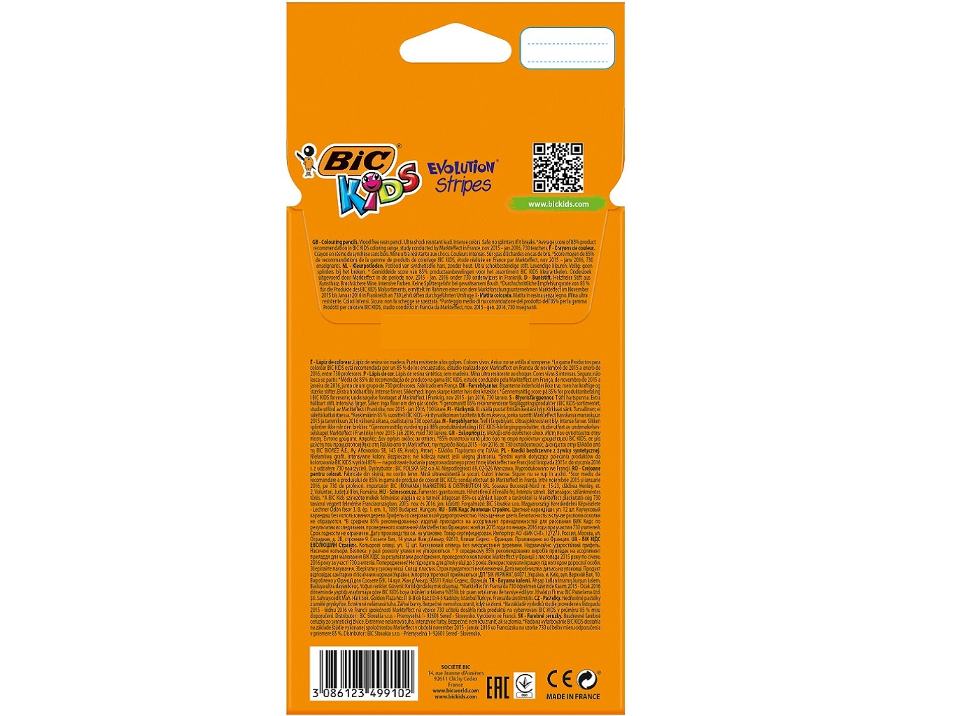 LÁPIS DE COR KIDS EVOLUTION BIC STRIPES 12 UNIDADES