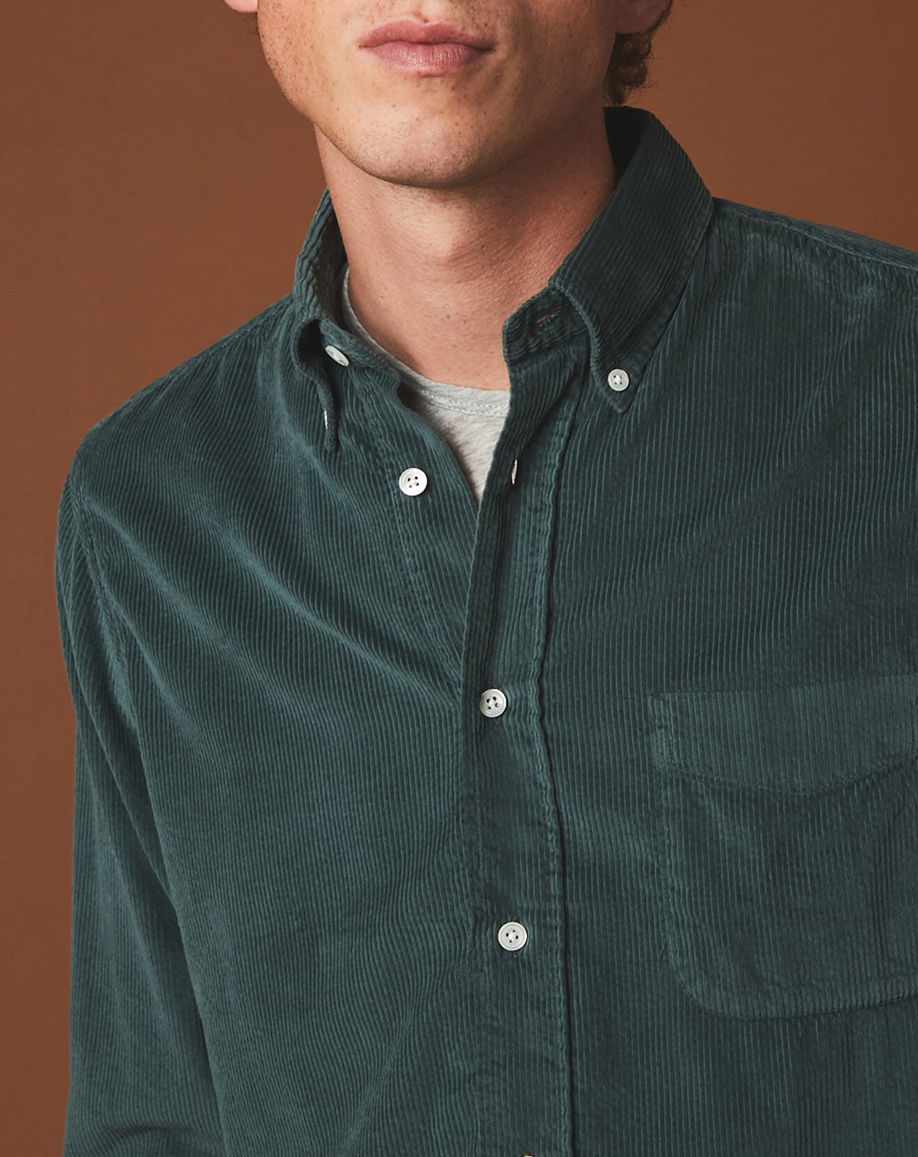 Hartford Chemise en Velours côtelé regular Pitt Pat thymes