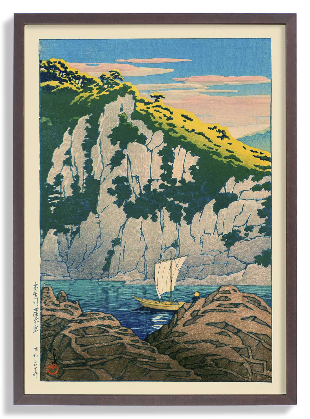 Felsen am Kiso-Fluss von Hasui
