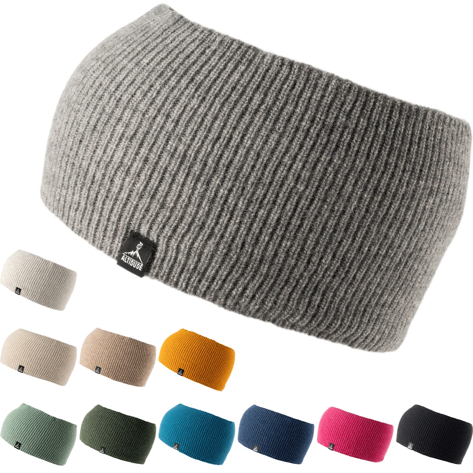 ALTIDUDE Merino Stirnband Hermit Ripp Strick Kopfband Ohren Schützer Lamm Wolle Farbe: sand