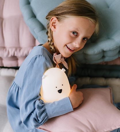 Rabbit & Friends Lampe - Stor Bj?rn m. Fjernbetjening - Hvid