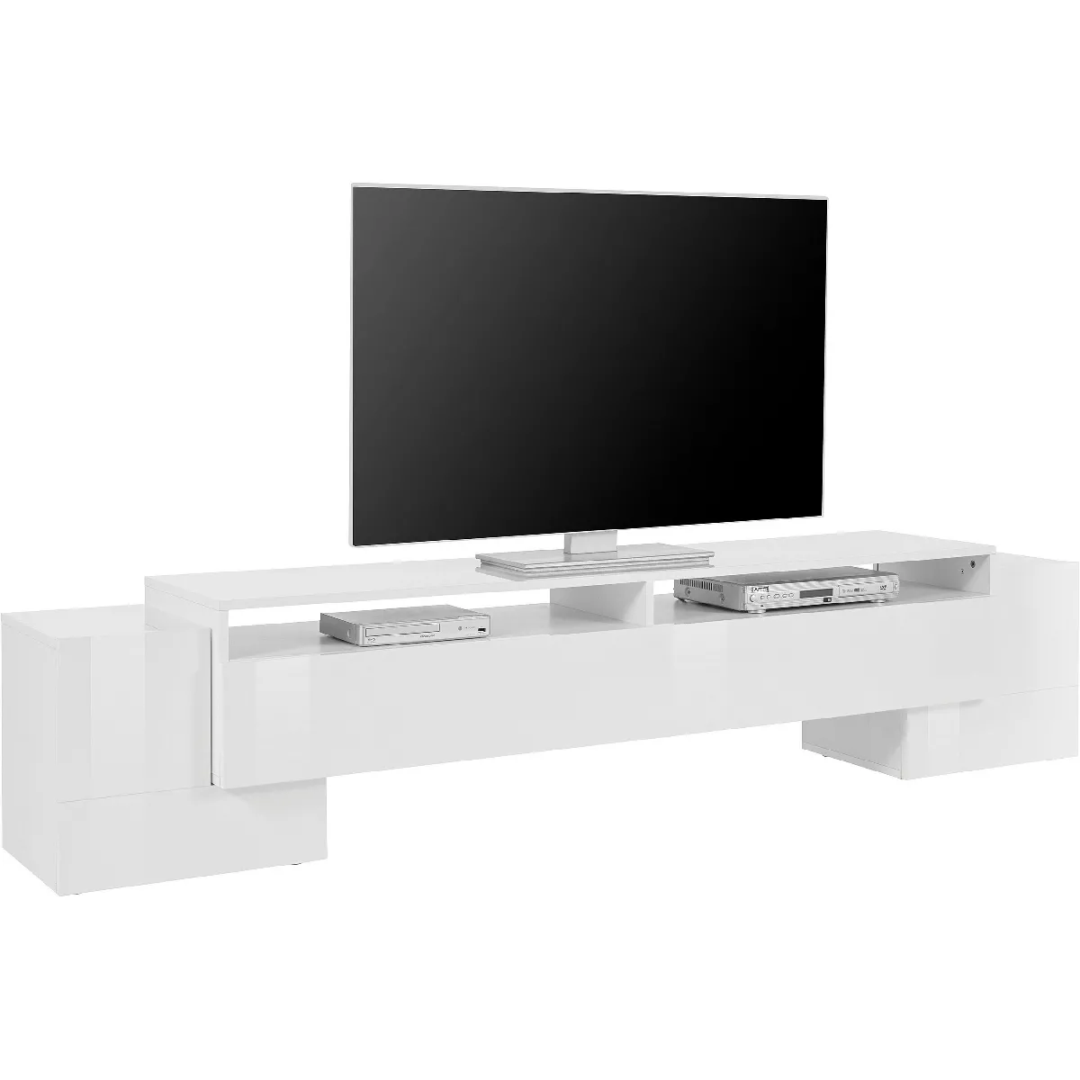 Alter Meuble TV - Blanc brillant 210 cm