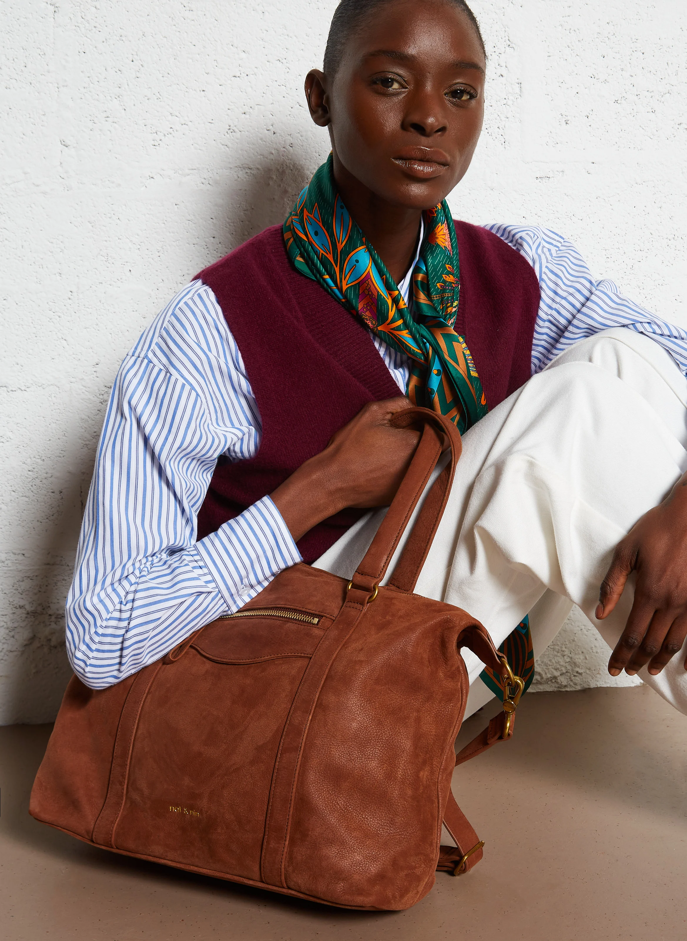 THYLANE - Sac porté épaule en cuir | Marron
