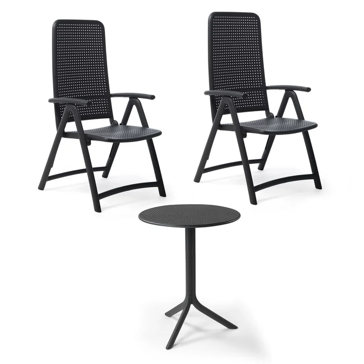 Nardi - Darsena Relax Klappsessel (2x)   Step Tisch, anthrazit