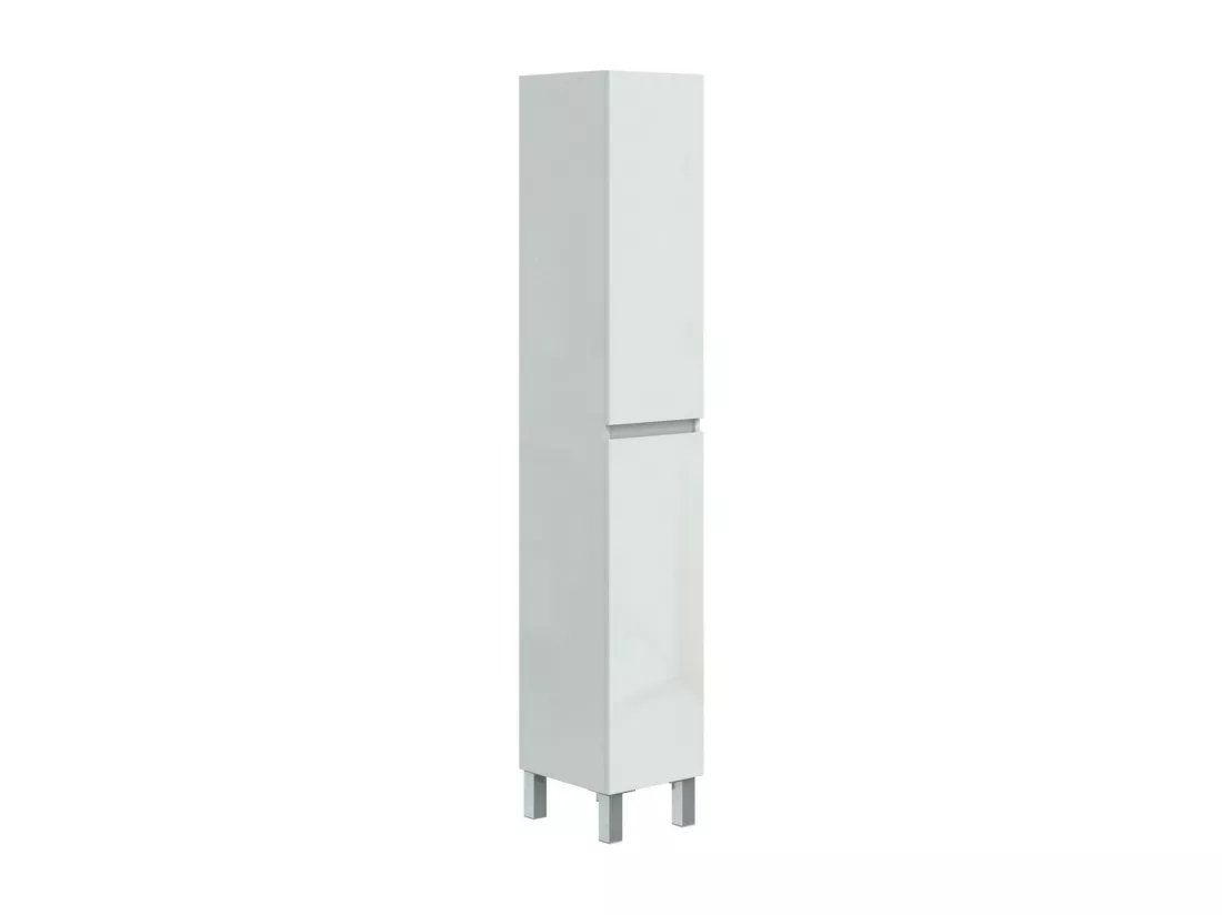 Armoire à colonnes Dzavatt, Élément mural de salle de bain, Armoire haute multifonctionnelle, Meuble polyvalente, 30x35 h182 cm, Blanc brillant