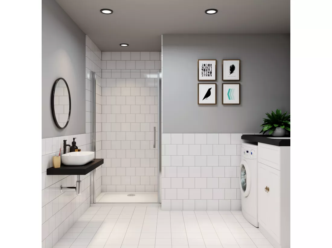 AICA Porte de Douche Battante 80x180cm, en Verre Trempé Anticalcaire 6mm, porte de douche pivotante avec Profilé chromé, Installation en Niche