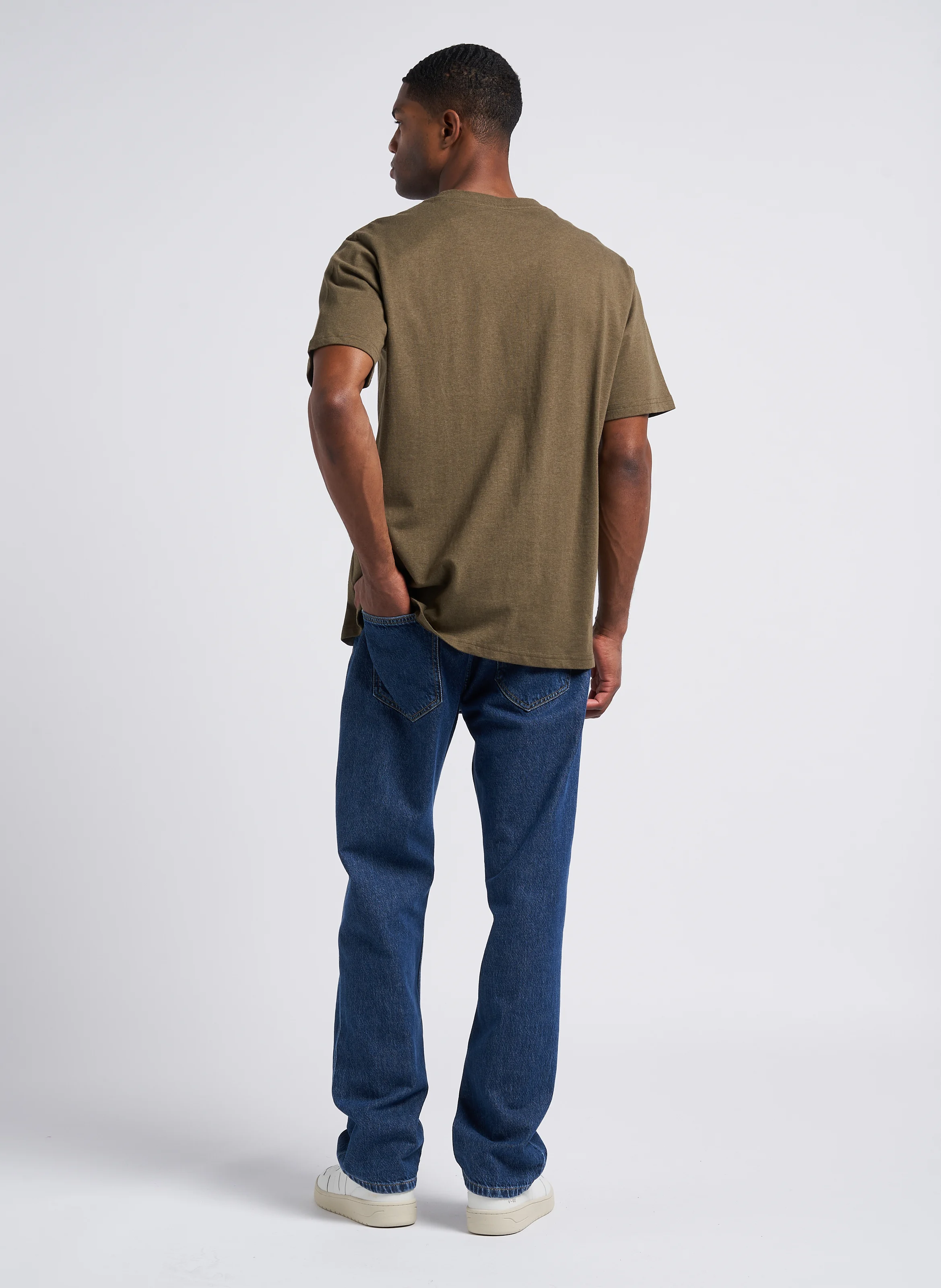 Tee-shirt col rond regular-fit en coton bio | Kaki